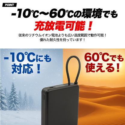 新世代固体電池モバイルバッテリー 10000mAh　【ブラック】